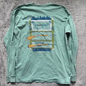 Men’s XL Fripp & Folly Seasons of Hunting Long Sleeve Pocket Tee Green Teal